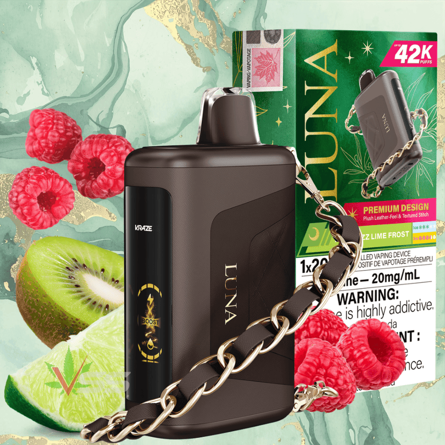 Kraze Luna 42k Disposable Vape - Kiwi Razz Lime Frost Okotoks Vape SuperStore Okotoks Alberta