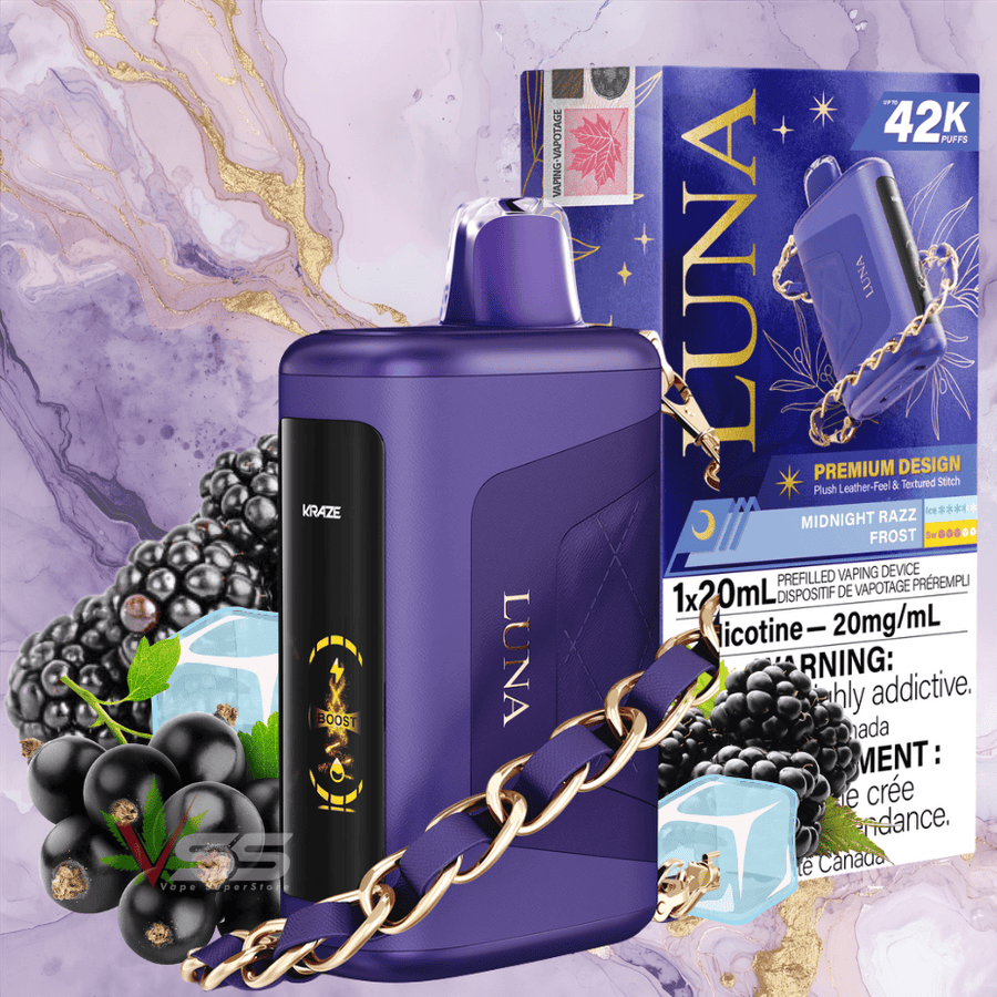 Kraze Luna 42k Disposable Vape - Midnight Razz Frost Okotoks Vape SuperStore Okotoks Alberta
