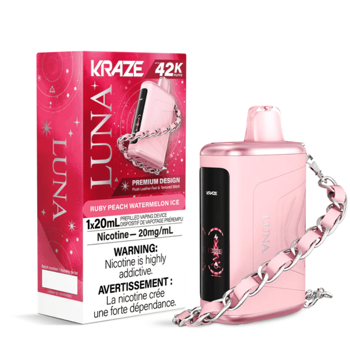 Kraze Luna Disposable Vape-Ruby Peach Watermelon Ice Okotoks Vape SuperStore Okotoks Alberta