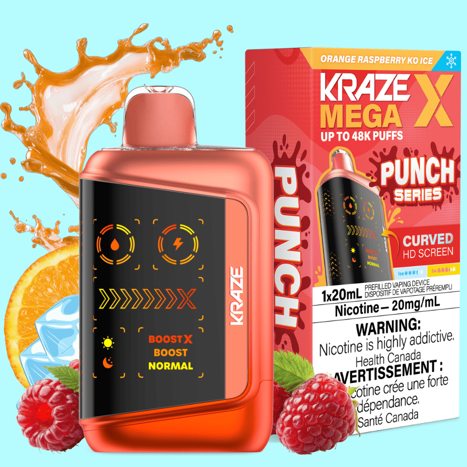 Kraze Mega X 48K Disposable Vape - Punch Orange Raspberry KO Ice Okotoks Vape SuperStore Okotoks Alberta