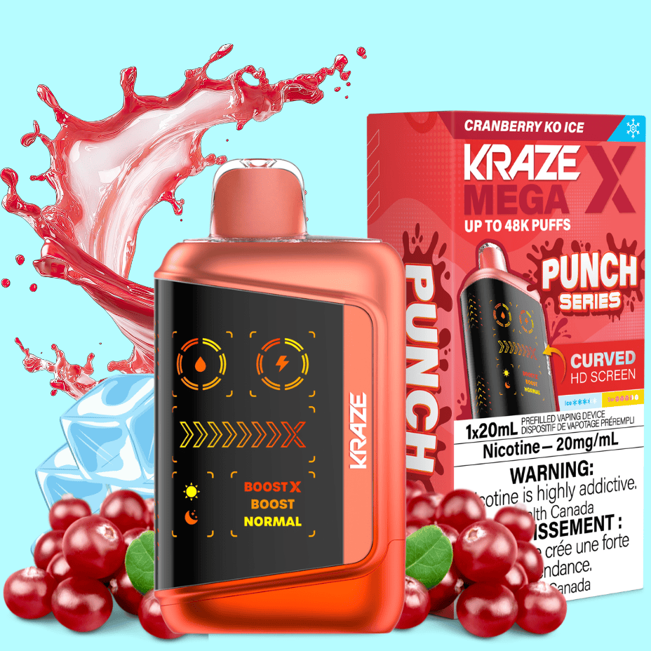 Kraze Mega X 48K Disposable Vape - Punch Series Cranberry KO Ice Okotoks Vape SuperStore Okotoks Alberta