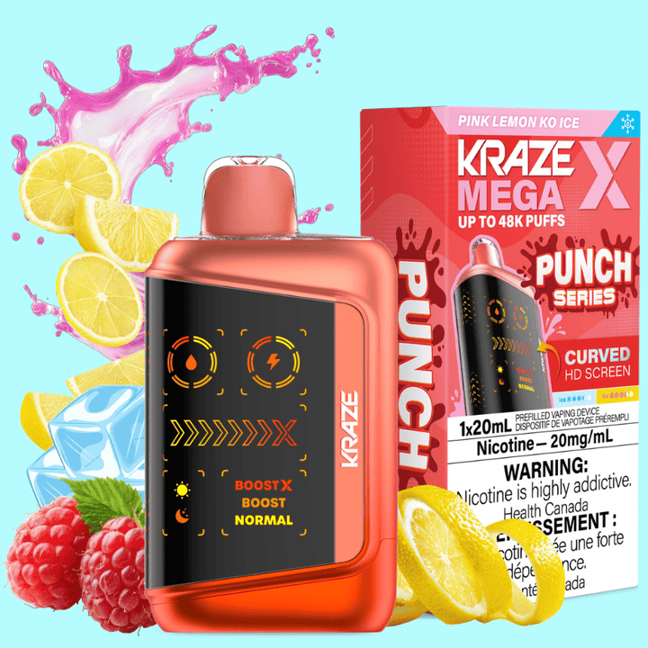 Kraze Mega X 48K Disposable Vape - Punch Series Pink Lemon KO Ice Okotoks Vape SuperStore Okotoks Alberta