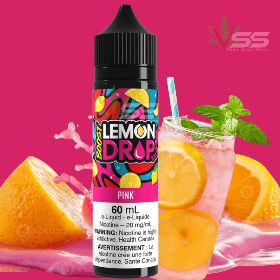 Lemon Drop Boost Salt Nic 60ml - Pink Okotoks Vape SuperStore Okotoks Alberta