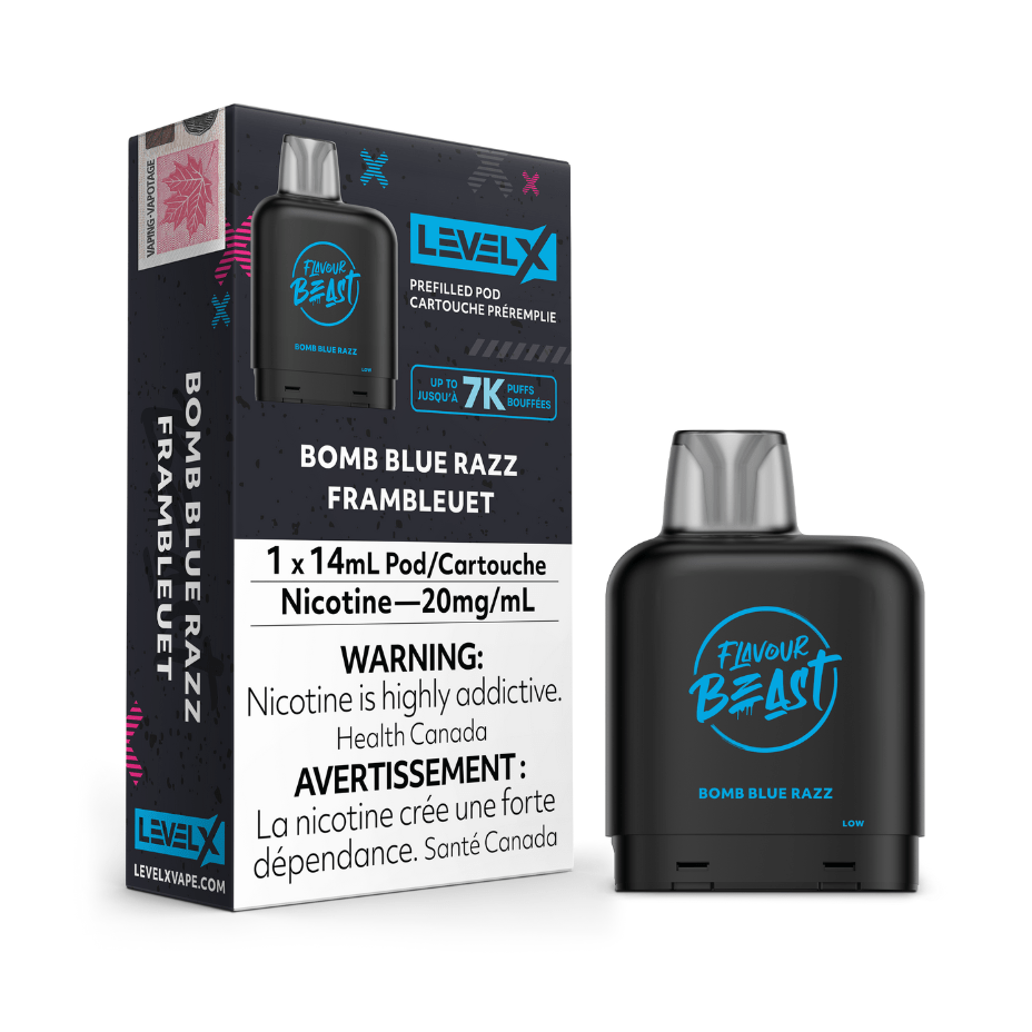 Level X Flavour Beast Pod-Bomb Blue Razz 20mg / 7000 Puffs Okotoks Vape SuperStore Okotoks Alberta