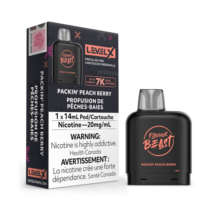 Level X Flavour Beast Pod-Packin' Peach Berry 20mg / 7000 Puffs Okotoks Vape SuperStore Okotoks Alberta