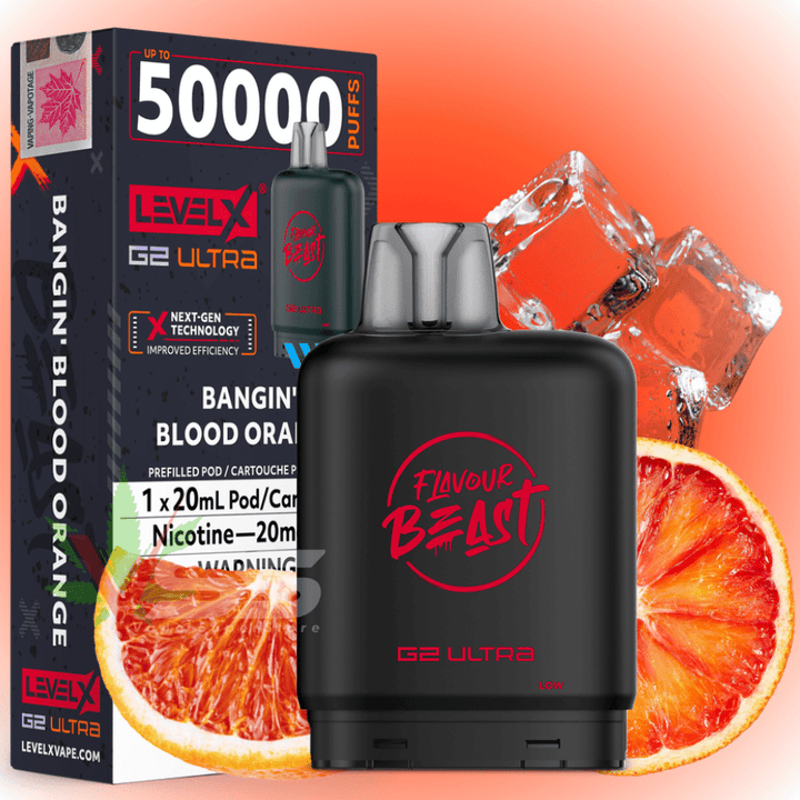 Level X G2 Ultra Flavour Beast Pod 50k-Bangin' Blood Orange 50000 / 20mg Okotoks Vape SuperStore Okotoks Alberta