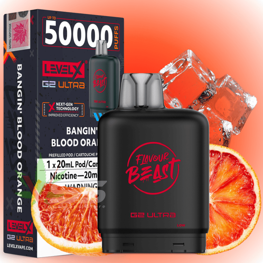 Level X G2 Ultra Flavour Beast Pod 50k-Bangin' Blood Orange 50000 / 20mg Okotoks Vape SuperStore Okotoks Alberta