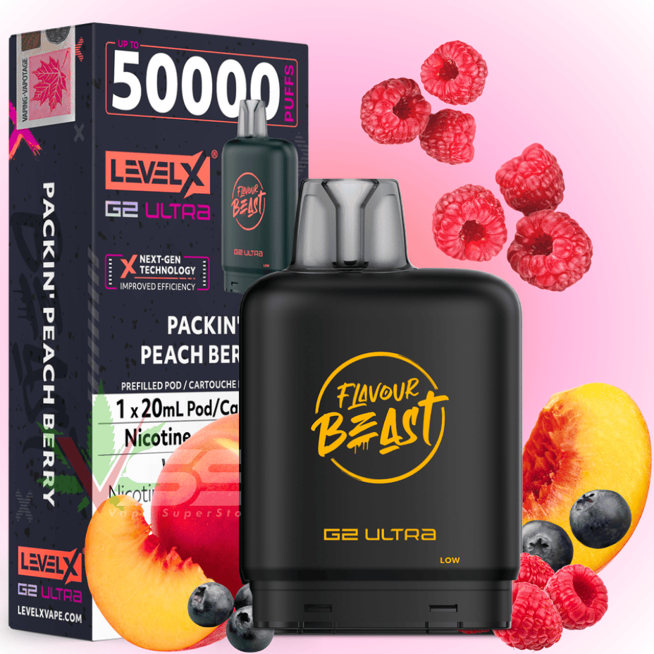 Level X G2 Ultra Flavour Beast Pod 50k-Packin' Peach Berry 50000 Puffs / 20mg Okotoks Vape SuperStore Okotoks Alberta
