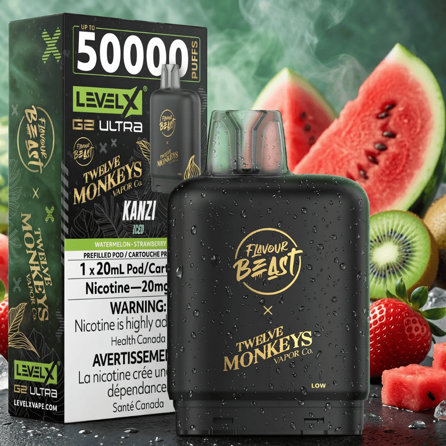 Level X G2 Ultra Pod 50k Flavour Beast x Twelve Monkeys - Kanzi Ice 50000 Puffs / 20mg Okotoks Vape SuperStore Okotoks Alberta