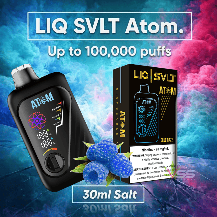LIQ SVLT Atom 100K Disposable Vape-Blue Razz Okotoks Vape SuperStore Okotoks Alberta