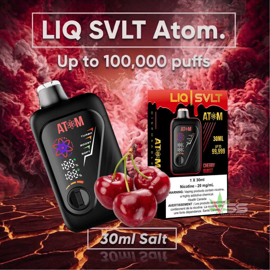 LIQ SVLT Atom 100K Disposable Vape-Cherry Burst Okotoks Vape SuperStore Okotoks Alberta