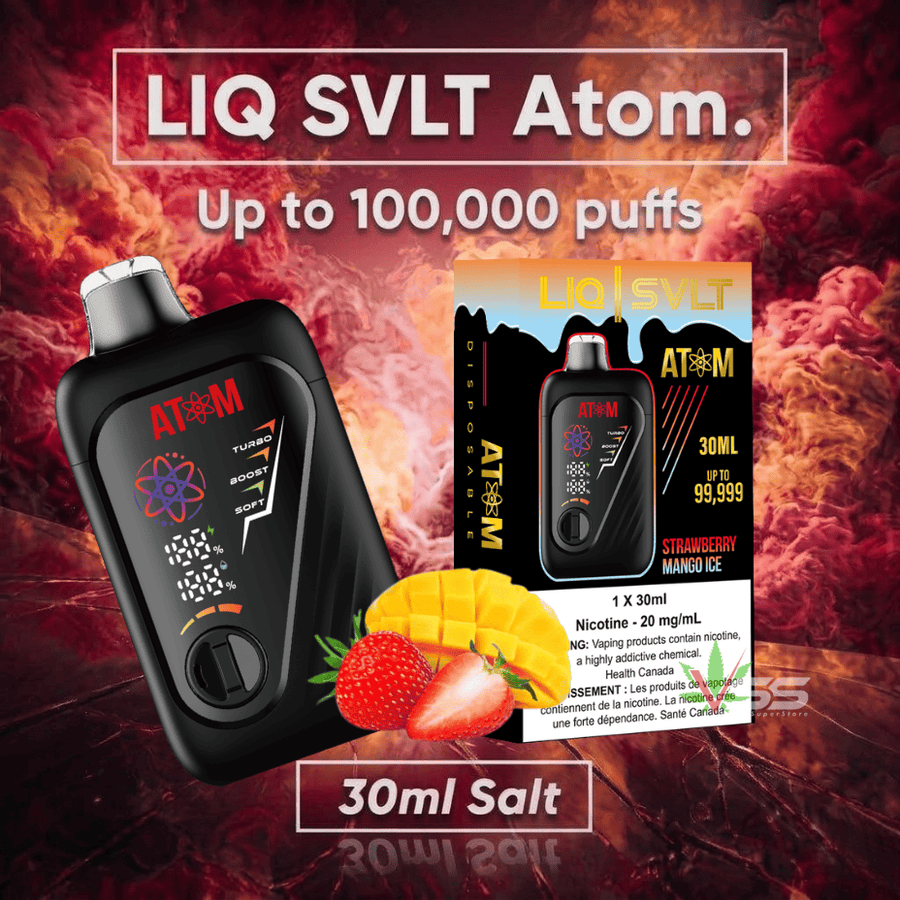 LIQ SVLT Atom 100K Disposable Vape-Strawberry Mango Ice Okotoks Vape SuperStore Okotoks Alberta