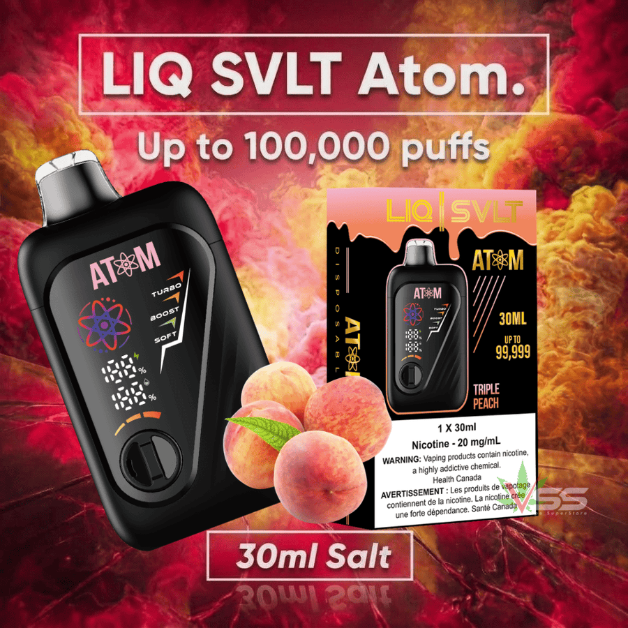 LIQ SVLT Atom 100K Disposable Vape-Triple Peach Okotoks Vape SuperStore Okotoks Alberta