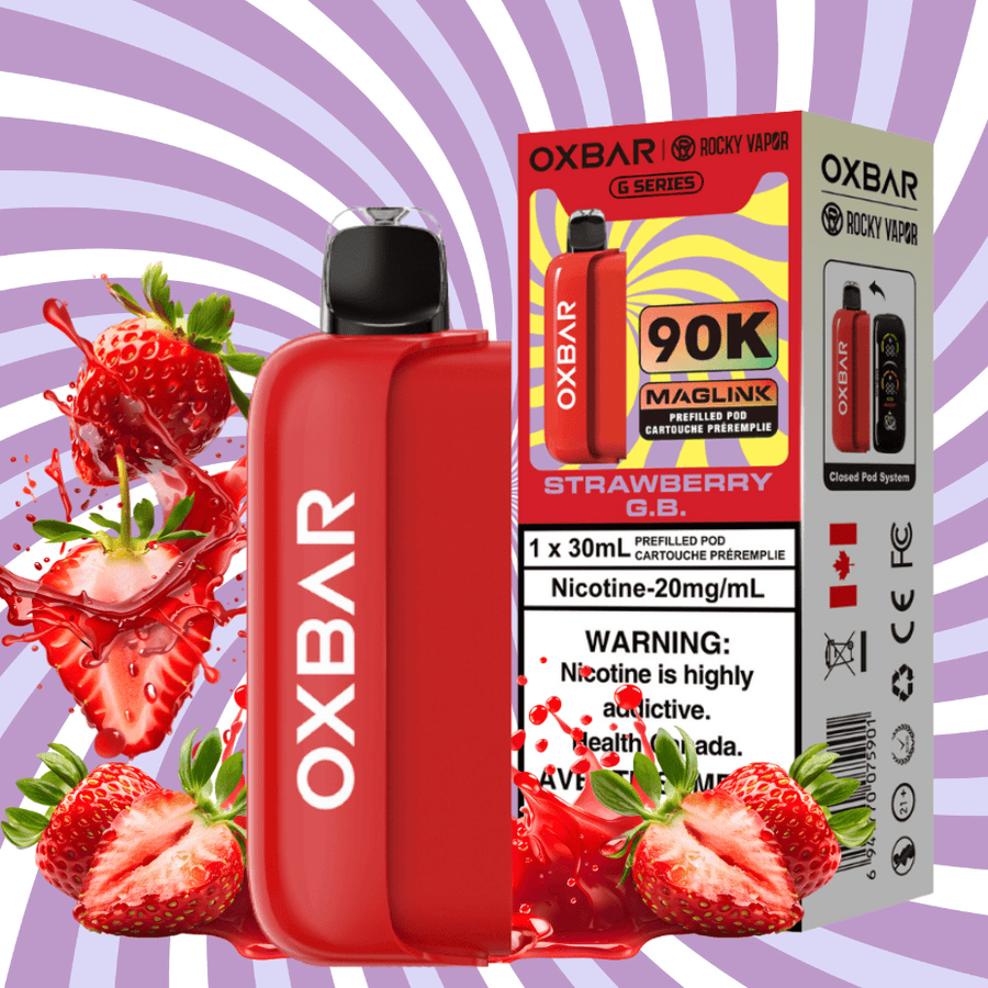 Oxbar Maglink 90K Closed Pods-Strawberry G.B Okotoks Vape SuperStore Okotoks Alberta