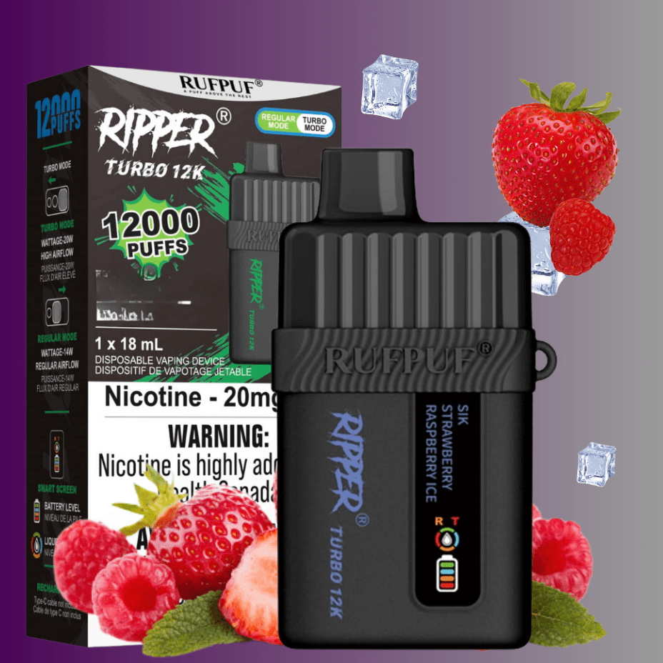 Ripper Turbo 12K Disposable Vape-Sik Strawberry Raspberry Ice 12000 Puffs / 20mg Okotoks Vape SuperStore Okotoks Alberta