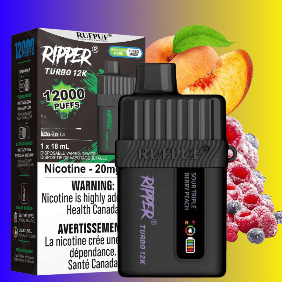 Ripper Turbo 12K Disposable Vape-Sour Triple Berry Peach 12000 Puffs / 20mg Okotoks Vape SuperStore Okotoks Alberta