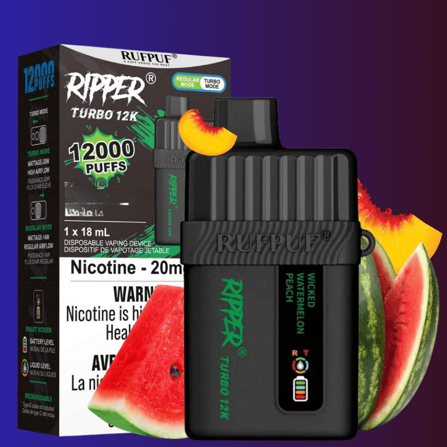 Ripper Turbo 12K Disposable Vape-Wicked Watermelon Peach 12000 Puffs / 20mg Okotoks Vape SuperStore Okotoks Alberta