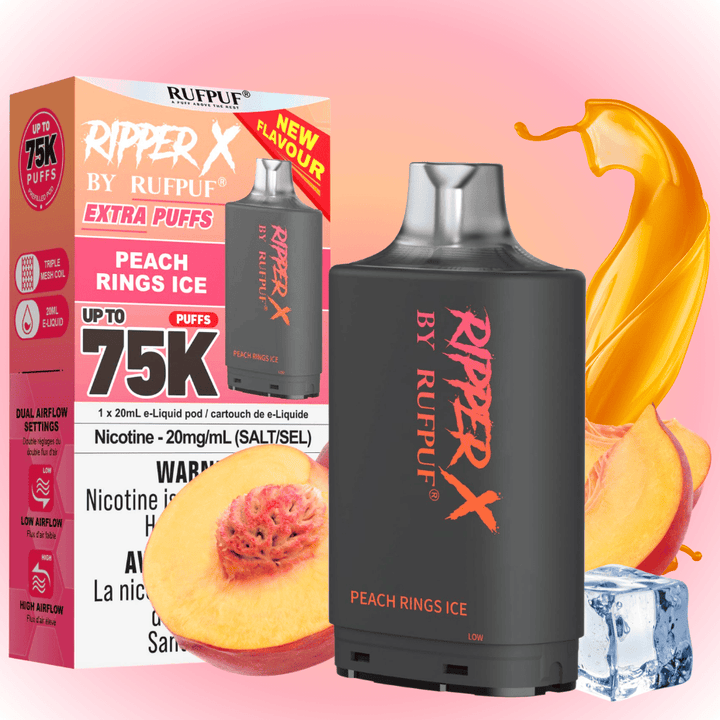 Ripper X 75K Turbo Pod - Peach Rings Ice 75000 Puffs / 20mg Okotoks Vape SuperStore Okotoks Alberta