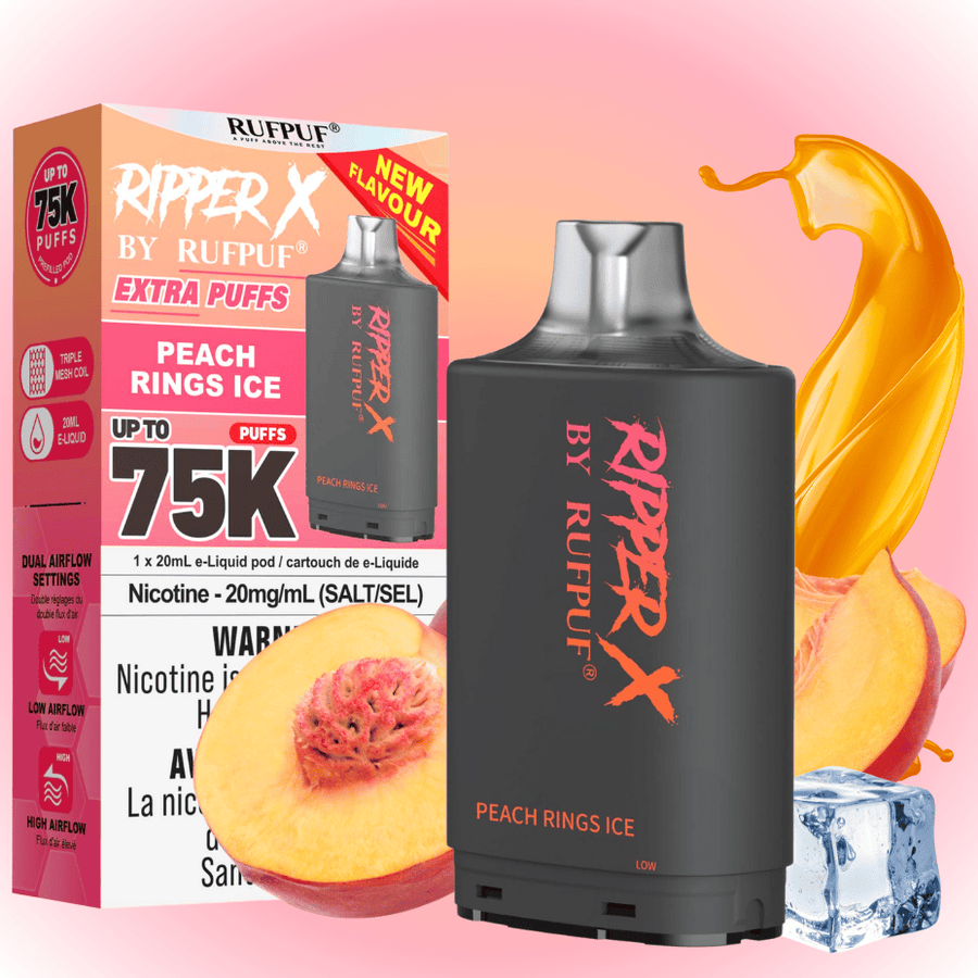 Ripper X 75K Turbo Pod - Peach Rings Ice 75000 Puffs / 20mg Okotoks Vape SuperStore Okotoks Alberta