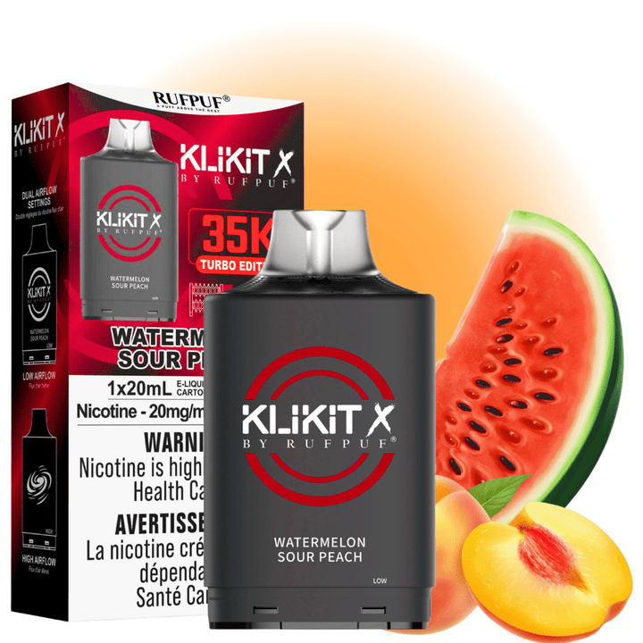 RufPuf Klikit X 35K Turbo Pod-Watermelon Sour Peach Okotoks Vape SuperStore Okotoks Alberta