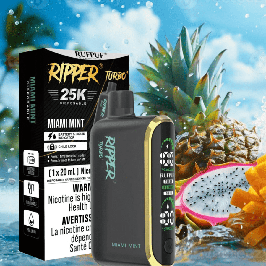 Rufpuf Ripper T3 Disposable Vape-Miami Mint 25000 Puffs / 20mg Okotoks Vape SuperStore Okotoks Alberta