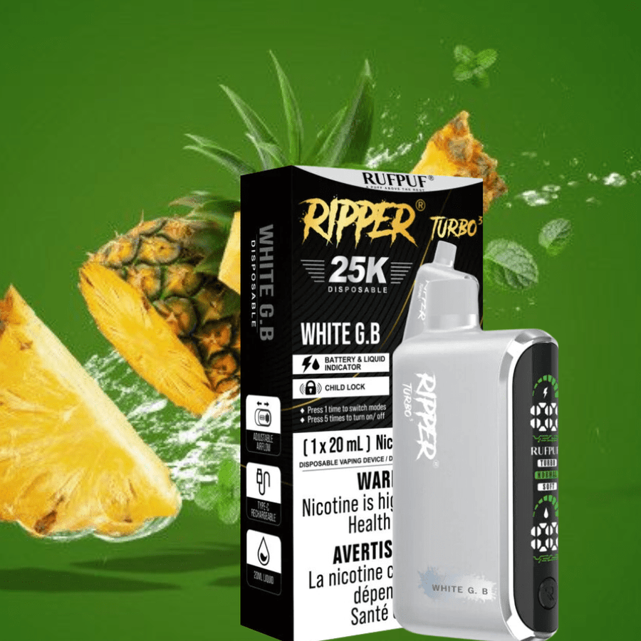 Rufpuf Ripper T3 Disposable Vape-White GB 25000 Puffs / 20mg Okotoks Vape SuperStore Okotoks Alberta