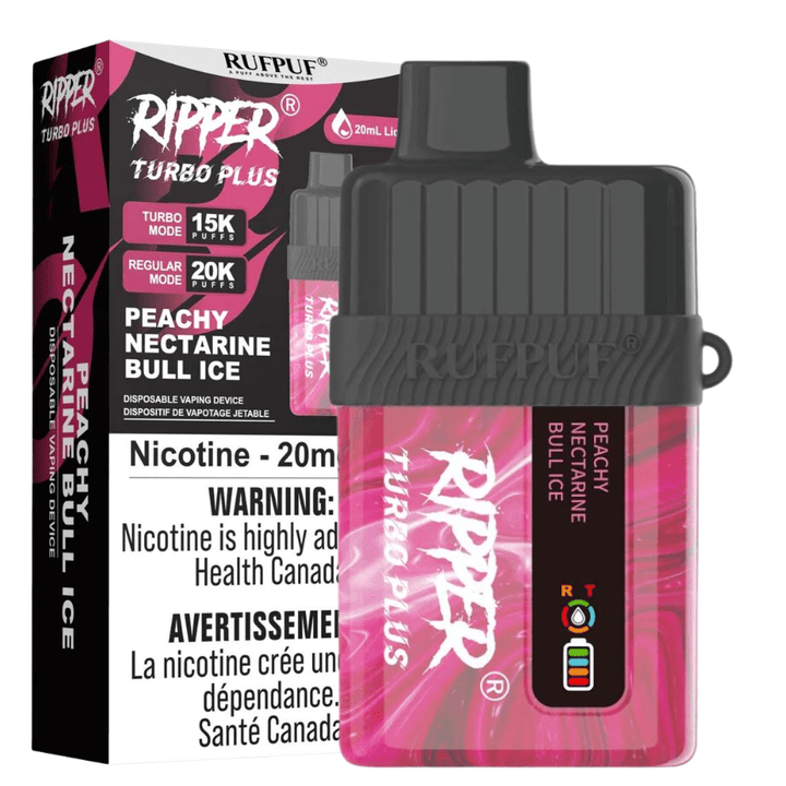 RufPuf Ripper Turbo Plus 20K Disposable Vape - Peachy Nectarine Bull Ice 20000 Puffs / 20mg Okotoks Vape SuperStore Okotoks Alberta