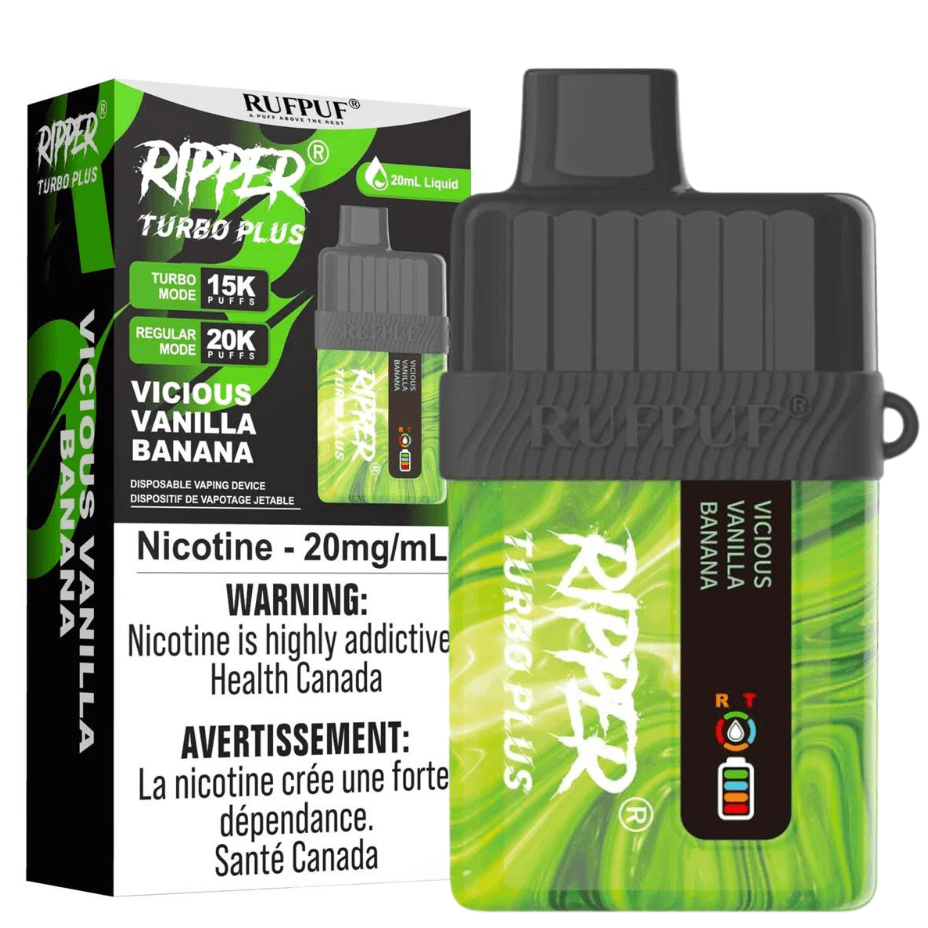 RufPuf Ripper Turbo Plus 20K Disposable Vape - Vicious Vanilla Banana 20000 Puffs / 20mg Okotoks Vape SuperStore Okotoks Alberta