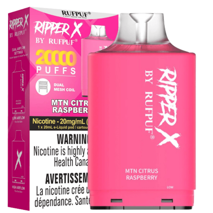 RufPuf Ripper X 20K - MTN Citrus Raspberry 20000 Puffs / 20mg Okotoks Vape SuperStore Okotoks Alberta