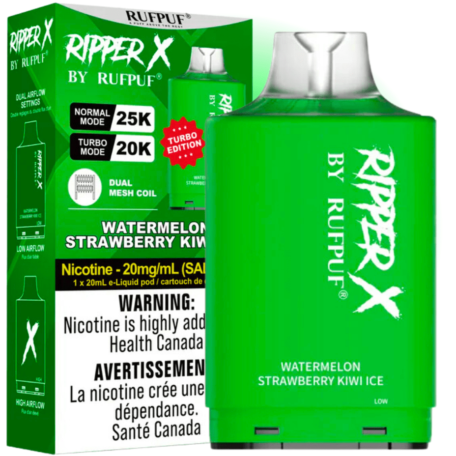 RufPuf Ripper X 25K - Watermelon Strawberry Kiwi Ice 20mg / 25000 Okotoks Vape SuperStore Okotoks Alberta