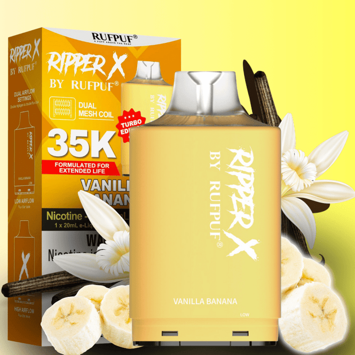 RufPuf Ripper X 35K Turbo Pod - Vanilla Banana 20mg / 35000 Puffs Okotoks Vape SuperStore Okotoks Alberta