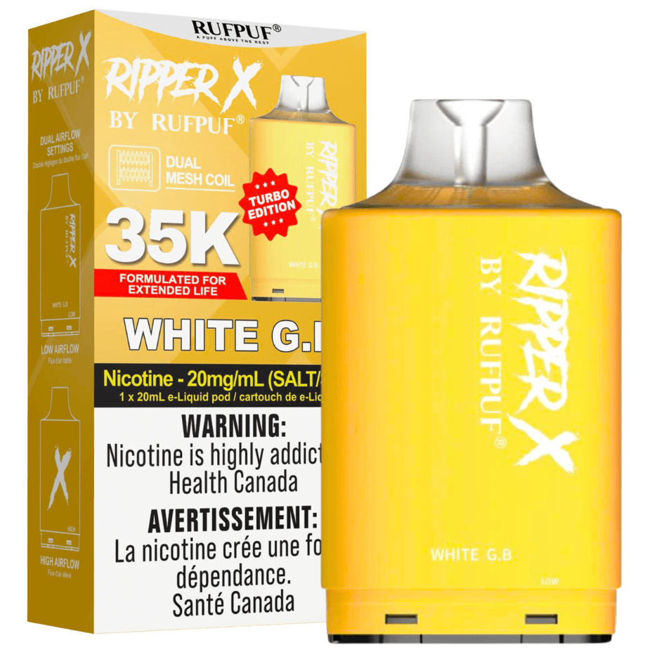 RufPuf Ripper X 35K Turbo Pod - White G.B. Okotoks Vape SuperStore Okotoks Alberta