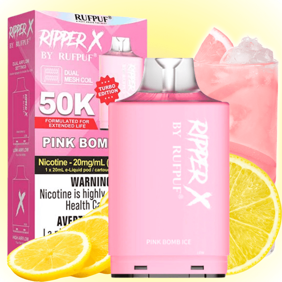 RufPuf Ripper X 50K Turbo Pod - Pink Bomb Ice 50000 Puffs / 20mg Okotoks Vape SuperStore Okotoks Alberta