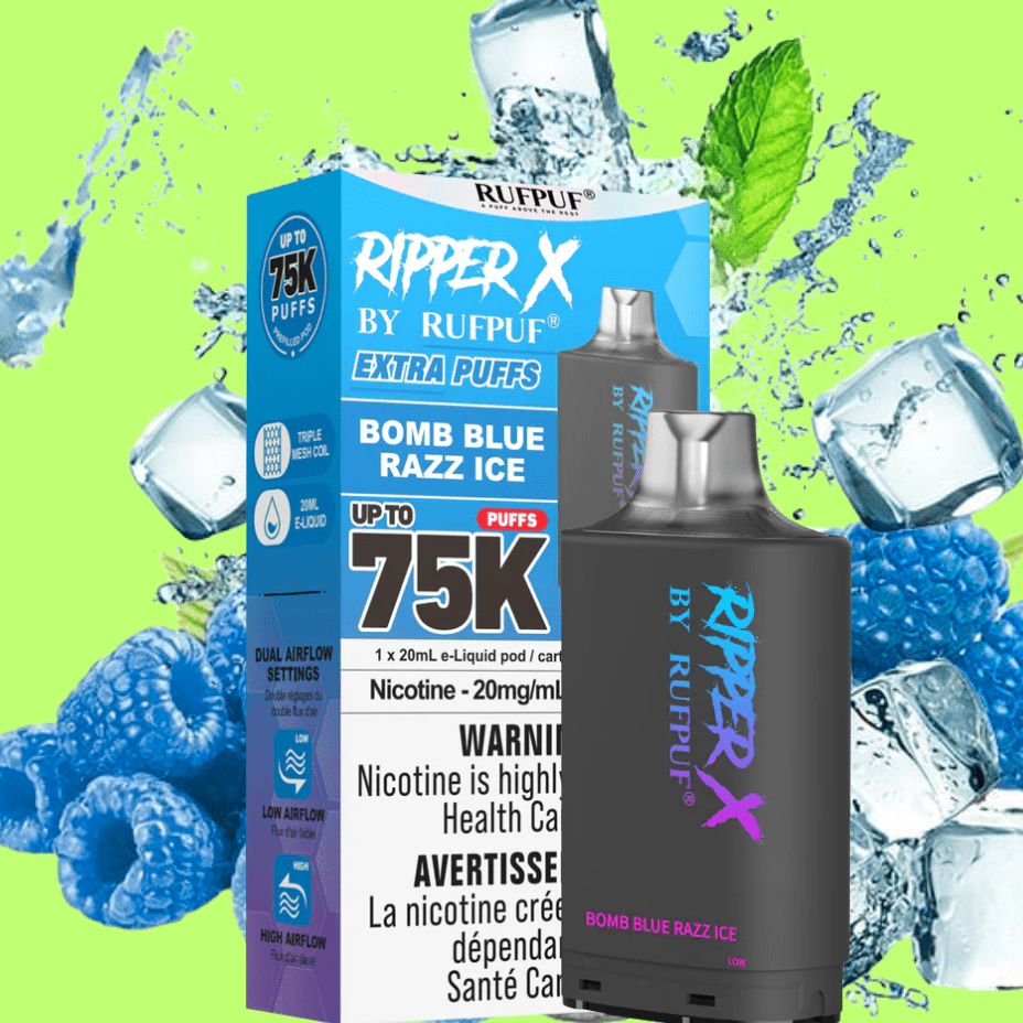 RufPuf Ripper X 75K Turbo Pod-Bomb Blue Razz Ice in Alberta - Okotoks Vape SuperStore RufPuf Ripper X 75K Turbo Pod-Bomb Blue Razz Ice in Alberta - Okotoks Vape SuperStore