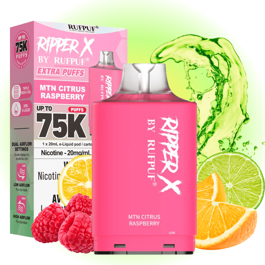 RufPuf Ripper X 75K Turbo Pod - MTN Citrus Raspberry 75000 Puffs / 20mg Okotoks Vape SuperStore Okotoks Alberta