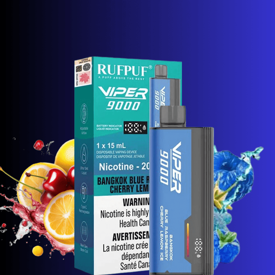 Rufpuf Viper 9000 Disposable Vape-Bangkok Blue Razz Cherry Lemon Okotoks Vape SuperStore Okotoks Alberta