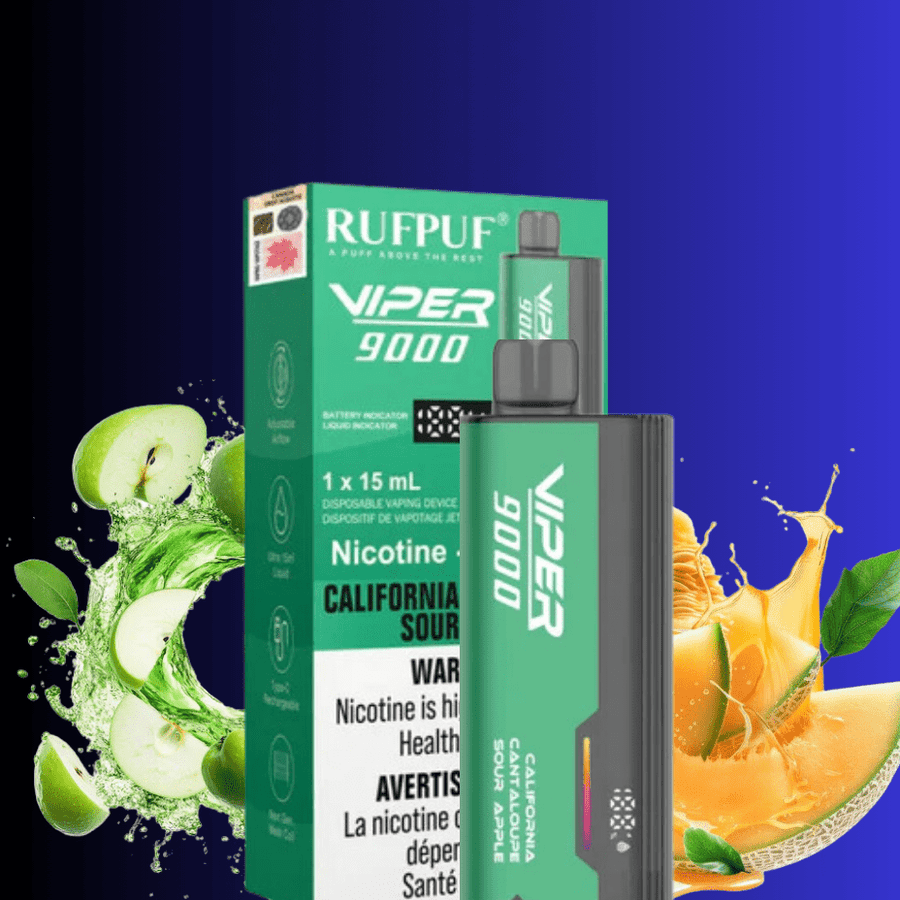 Rufpuf Viper 9000 Disposable Vape-California Cantaloupe Sour Apple Okotoks Vape SuperStore Okotoks Alberta