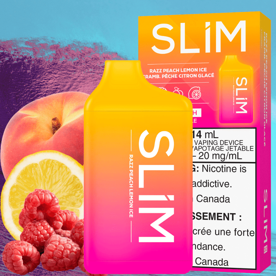 Slim 7500 Rechargeable Disposable Vape-Razz Peach Lemon Ice 14mL / 20mg Okotoks Vape SuperStore Okotoks Alberta