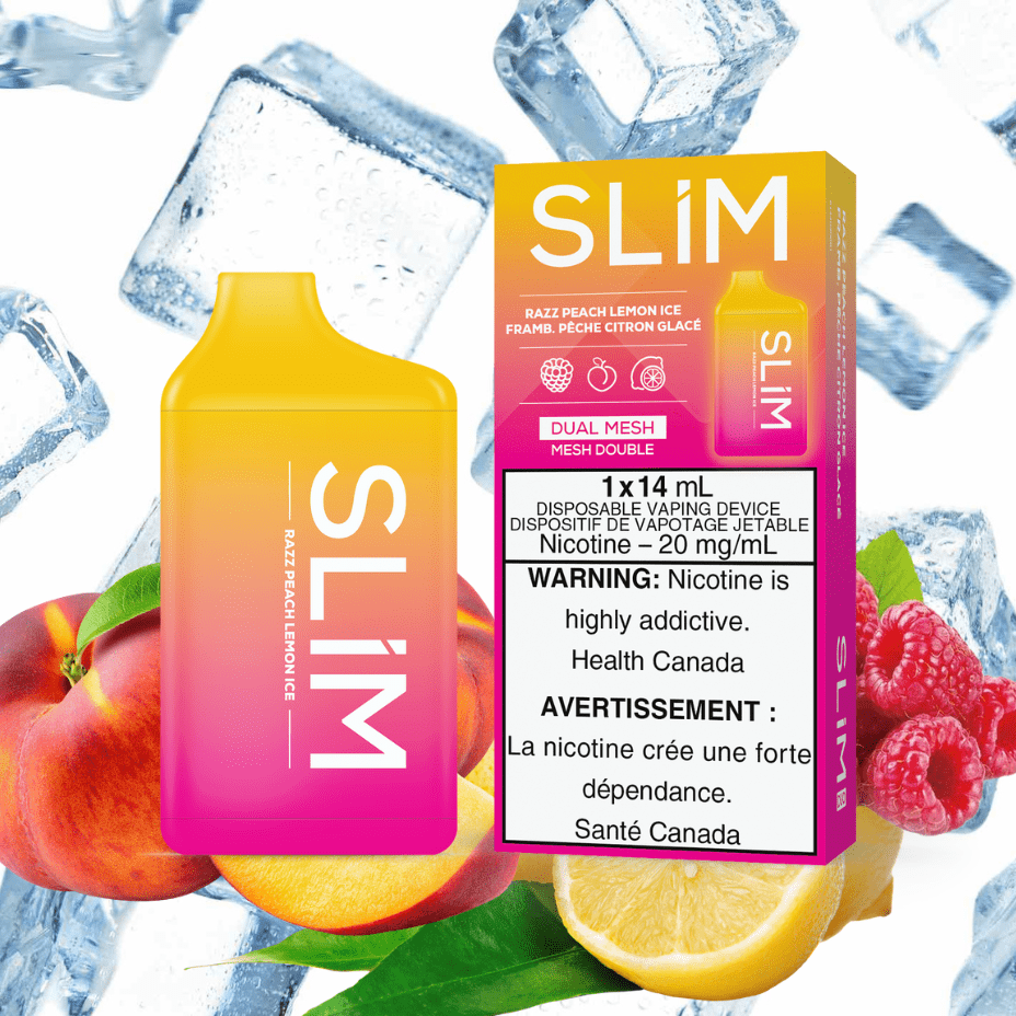 Slim 7500 Rechargeable Disposable Vape-Razz Peach Lemon Ice 14mL / 20mg Okotoks Vape SuperStore Okotoks Alberta
