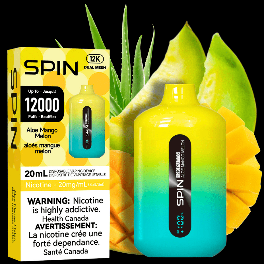 Spin 12,000 Disposable Vape-Aloe Mango Melon 20mL / 20mg Okotoks Vape SuperStore Okotoks Alberta