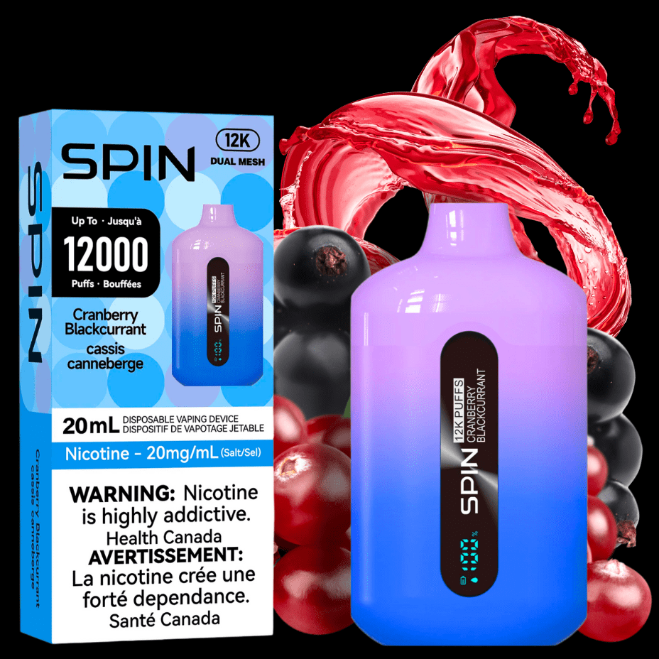 Spin 12,000 Disposable Vape-Cranberry Blackcurrant 20ml / 20mg Okotoks Vape SuperStore Okotoks Alberta