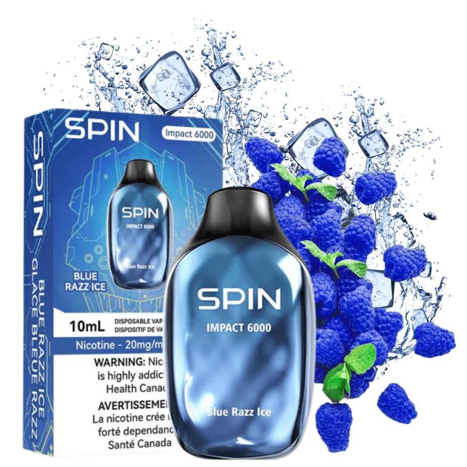 SPIN Impact 6000 Disposable Vape-Blue Razz Ice 20mg / 6000 Puffs Okotoks Vape SuperStore Okotoks Alberta