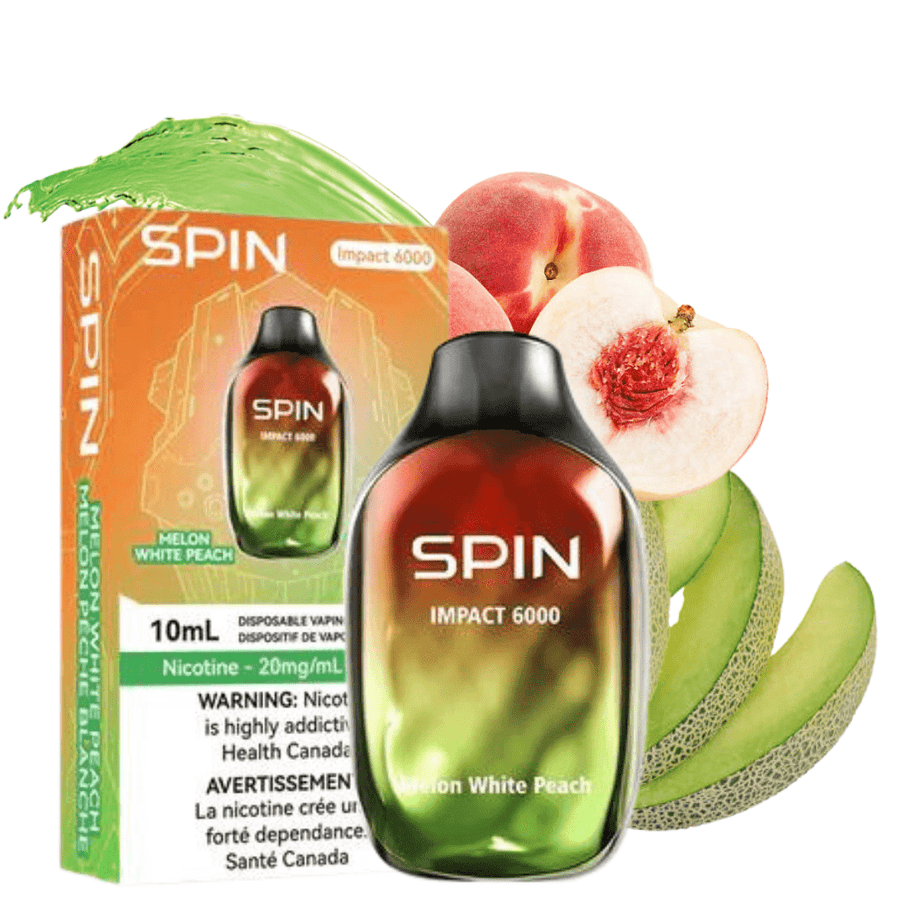 SPIN Impact 6000 Disposable Vape-Melon White Peach 20mg / 6000 Puffs Okotoks Vape SuperStore Okotoks Alberta