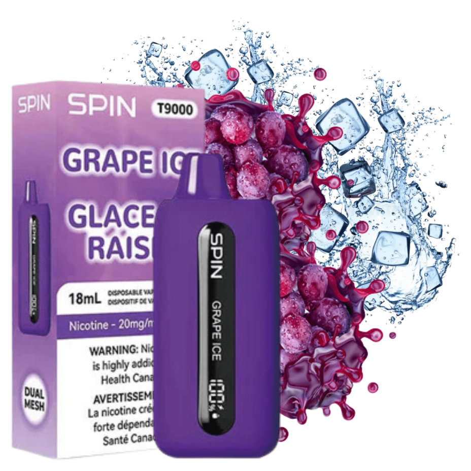 Spin T9000 Disposable Vape-Grape Ice 20mg / 9000 Puffs Okotoks Vape SuperStore Okotoks Alberta