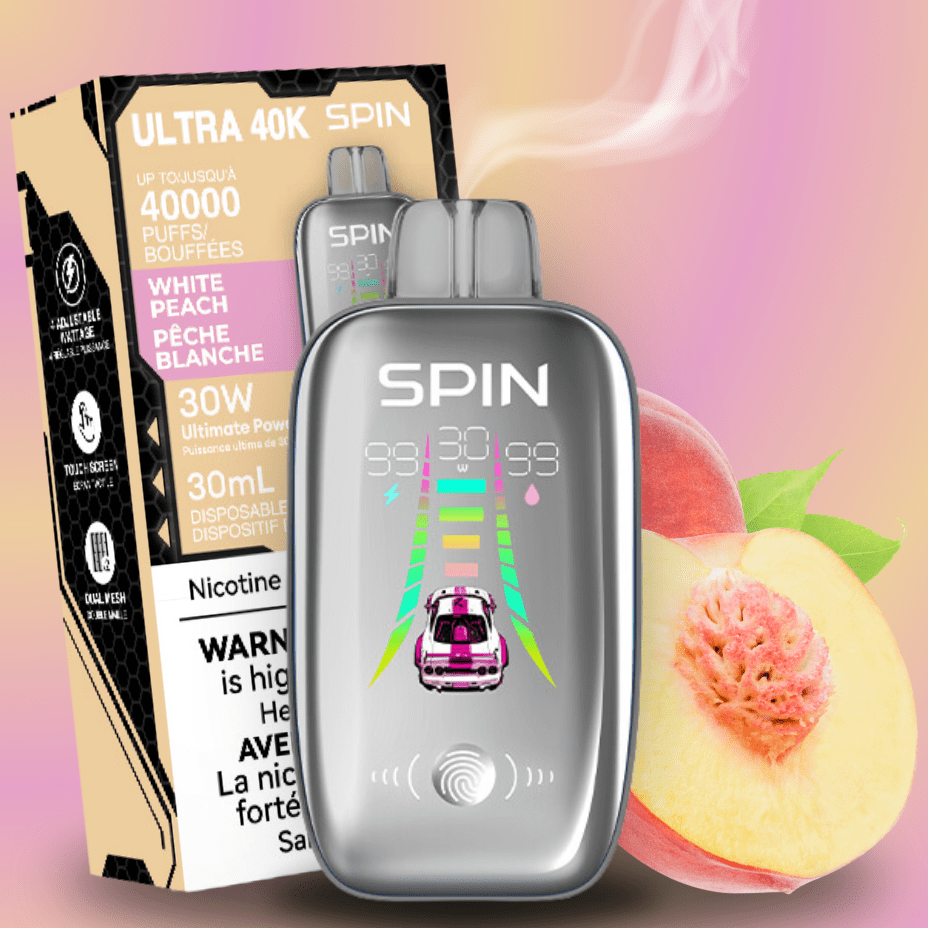 Spin Ultra 40k Disposable Vape - White Peach 40000 puffs / 20mg Okotoks Vape SuperStore Okotoks Alberta