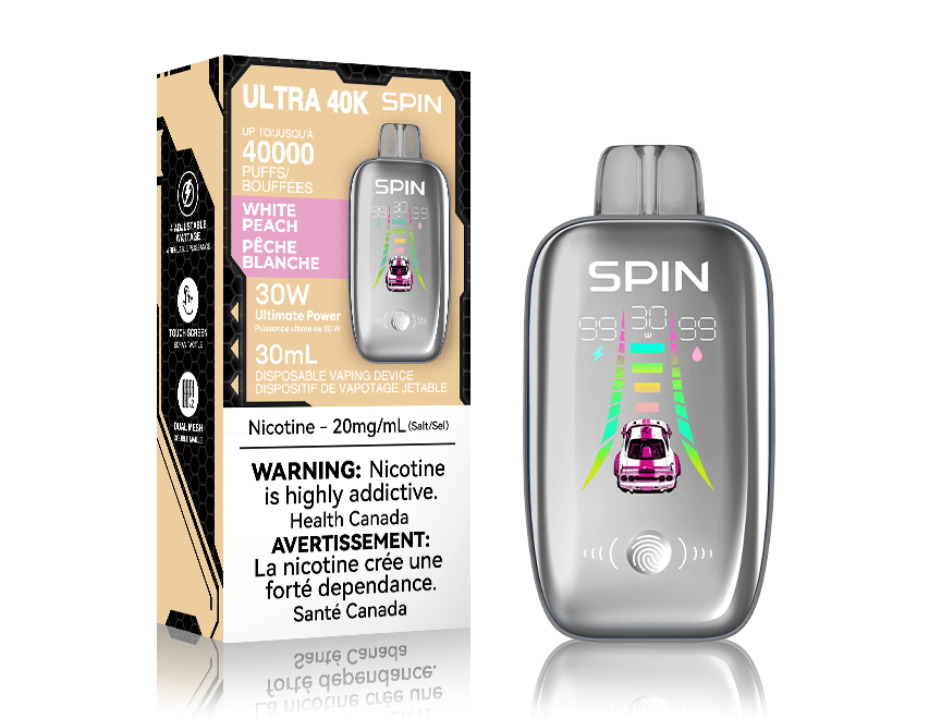 Spin Ultra 40k Disposable Vape - White Peach 40000 puffs / 20mg Okotoks Vape SuperStore Okotoks Alberta