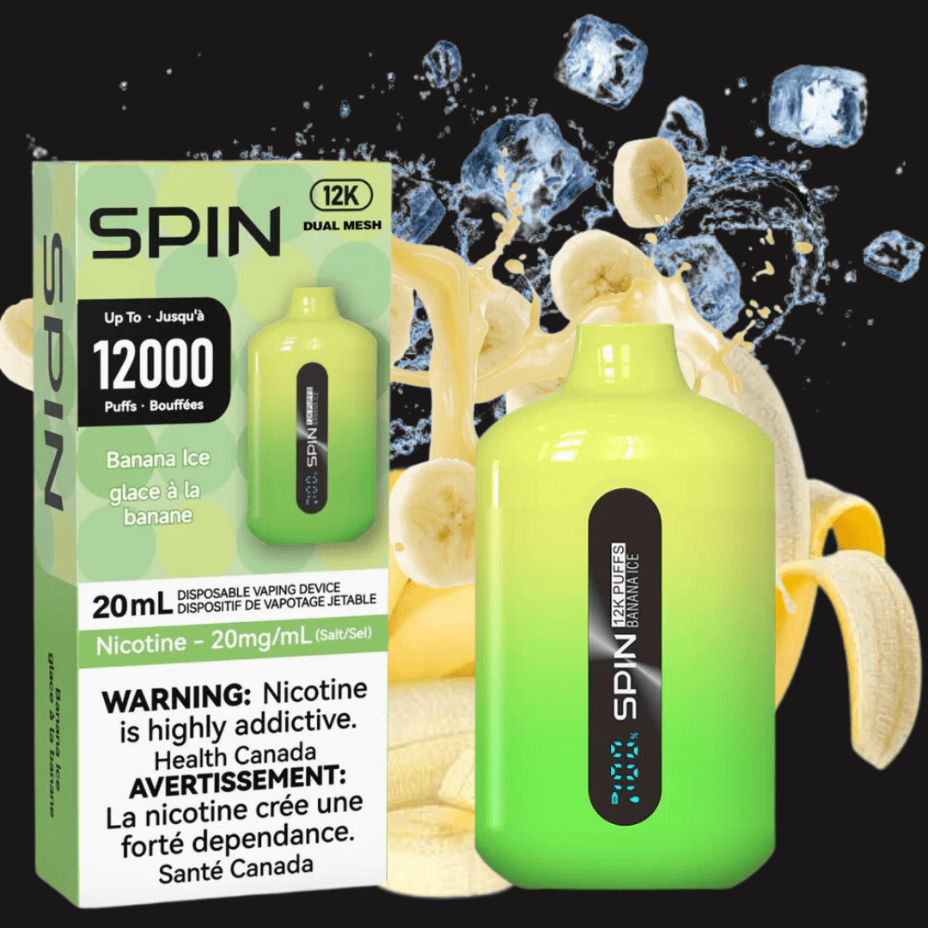 Spin Vape 12,000 Disposable Vape-Banana Ice 20mg Okotoks Vape SuperStore Okotoks Alberta