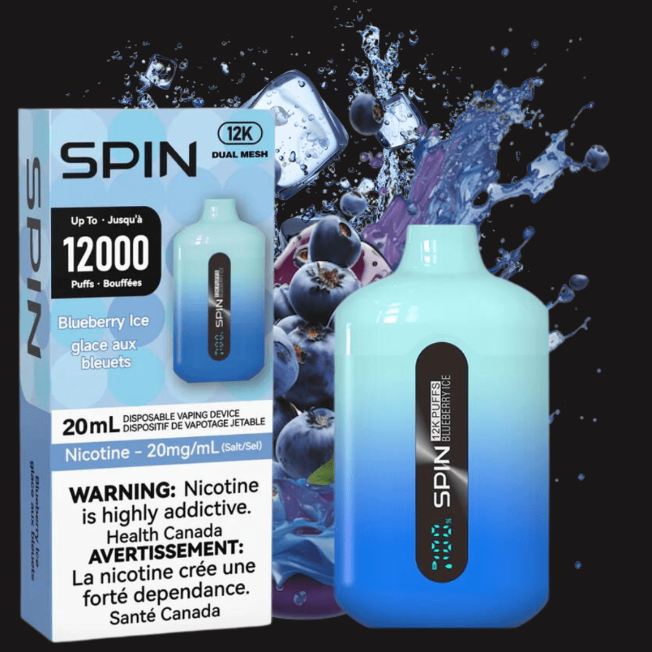 Spin Vape 12,000 Disposable Vape-Blueberry Ice 20mg Okotoks Vape SuperStore Okotoks Alberta