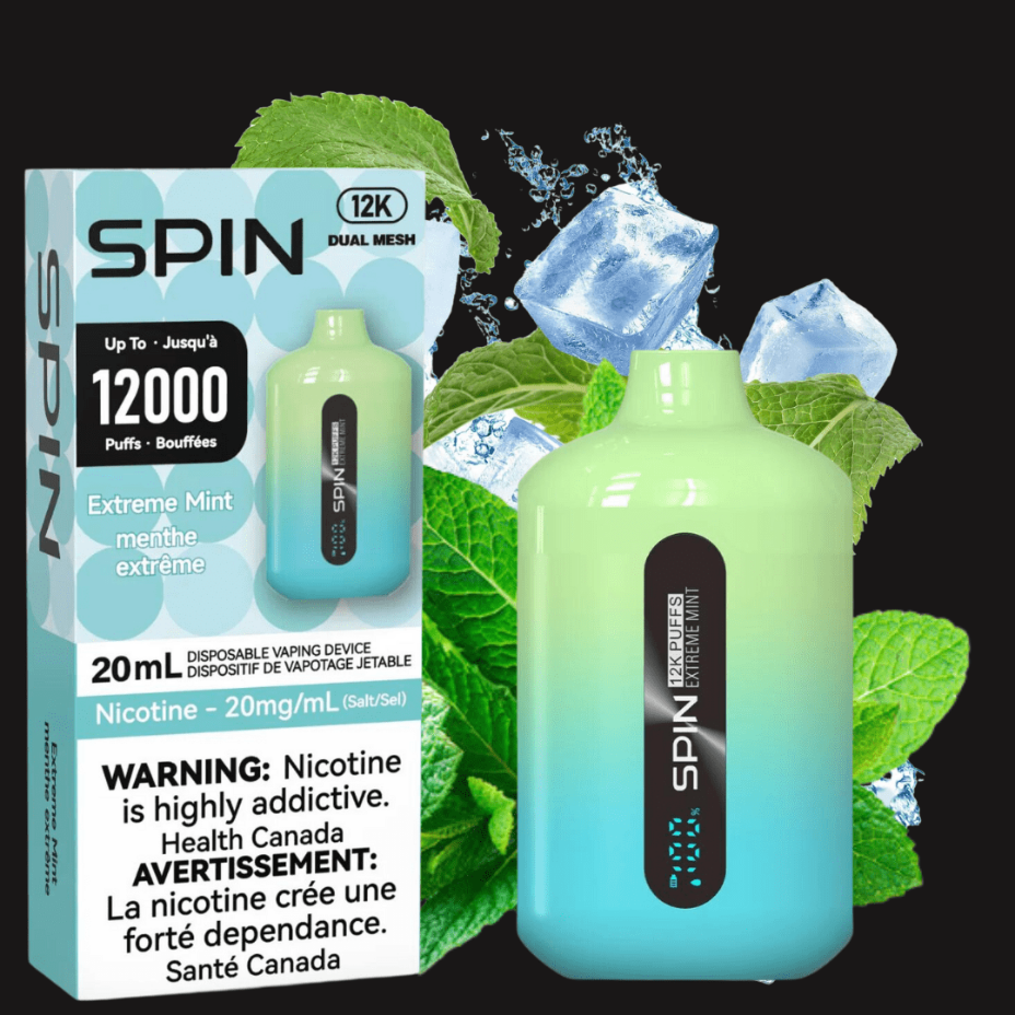 Spin Vape 12,000 Disposable Vape-Extreme Mint 20mg Okotoks Vape SuperStore Okotoks Alberta