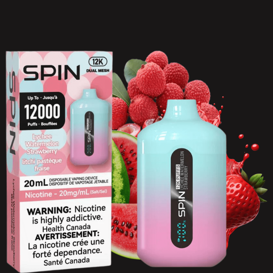 Spin Vape 12,000 Disposable Vape-Lychee Watermelon Strawberry 20mg Okotoks Vape SuperStore Okotoks Alberta